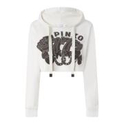 Korte hoodie met casino print Pinko , White , Dames