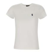 Dames Katoenen T-shirt, Wit, Ronde Hals Polo Ralph Lauren , White , Da...