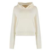 Luxe Gebreide Hoodie met Geribbelde Randen Palm Angels , Beige , Dames