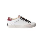 Witte Leren Schoen met Bordeaux Rand en Gouden Logo Crime London , Whi...