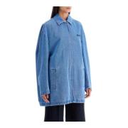 Oversized denim jack met cocoon silhouet Marni , Blue , Dames