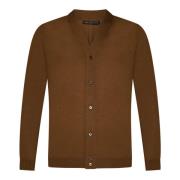 Bruine Merinowol V-hals Vest Low Brand , Brown , Heren