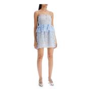 Bloemen Organza Kant Mini Jurk Self Portrait , Blue , Dames