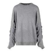 Virgin Wool Crew Neck Gebreid Nude , Gray , Dames