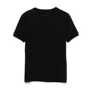 Zwart Flocked Logo Crew Neck T-shirt Givenchy , Black , Dames