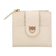 Compact leren damesportemonnee Pinko , Beige , Dames