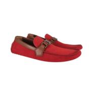 Pre-owned Suede flats Louis Vuitton Vintage , Red , Dames