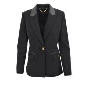 Dubbele Crepe Enkellange Jas Nenette , Black , Dames