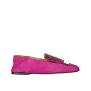 Roze Leren Loafers Kristal Detail Sergio Rossi , Pink , Dames