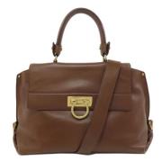 Pre-owned Leather handbags Salvatore Ferragamo Pre-owned , Brown , Dam...