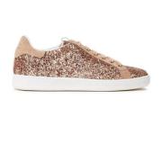 Rose Gold Glittered Woven Sneakers Sergio Rossi , Pink , Dames