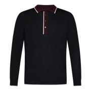 Luxe Zwarte Merinowollen Polo Low Brand , Black , Heren