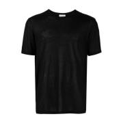 Logo Geborduurd T-shirt Zwart Korte Mouw Saint Laurent , Black , Heren