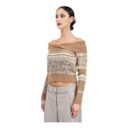 Etnisch Thema Geknipte Trui Beige Akep , Multicolor , Dames