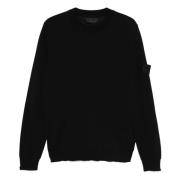 Zwarte Merino Sweater Ghost Girocollo Stone Island , Black , Heren