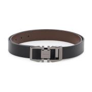 Omkeerbare Gancini Gesp Leren Riem Salvatore Ferragamo , Brown , Heren