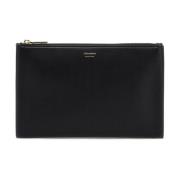 Elegante Leren Pouch met Uitbreidbaar Ontwerp Salvatore Ferragamo , Bl...