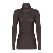 Bruine Dierenprint Mesh Top Ganni , Brown , Dames