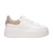 Glitter Leren Veterschoenen ASH , White , Dames