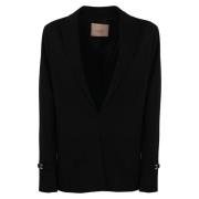 Zwarte viscose blazer lange mouw Twinset , Black , Dames