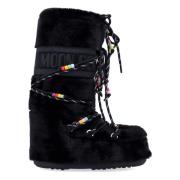 Zwarte Faux Fur Hoge Icon Laars Moon Boot , Black , Dames