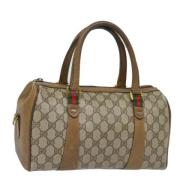 Pre-owned Leather travel-bags Gucci Vintage , Beige , Dames