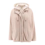 Kasjmier Ribgebreide Jas met Capuchon Brunello Cucinelli , Beige , Dam...