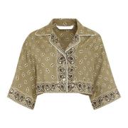 Paisley motief Viscose Top Palm Angels , Green , Dames