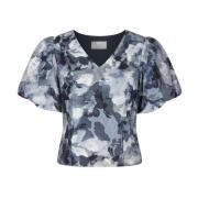 Bloemen Brokaat Statement Blouse Neo Noir , Gray , Dames