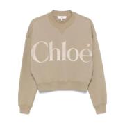 Grijze Velvet Sweater Geribbelde Randen Chloé , Gray , Dames