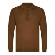 Luxe Bruine Merinowol Polo Shirt Low Brand , Brown , Heren