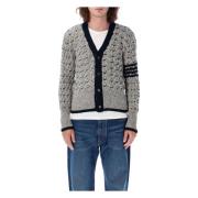 Lichtgrijze Kabelsteek Vest Thom Browne , Gray , Heren