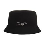 Zwarte Merinowollen Bucket Hoed Ermanno Scervino , Black , Dames