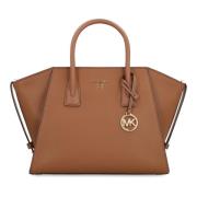 Korrelig Leren Handtas met Logohanger Michael Kors , Brown , Dames