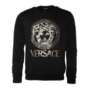 Zwarte Katoenen Crew Neck Sweatshirt Versace , Black , Heren