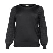 Zwart Oester Gebreide Trui Pullover Kaffe Curve , Gray , Dames