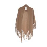 Wollen cape met franjes Max Mara Weekend , Brown , Dames