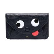 Blauw leren portemonnee met logo reliëf Anya Hindmarch , Multicolor , ...