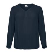 Midnight Marine Lange Mouwen Blouse Kaffe Curve , Blue , Dames