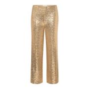 Gouden Paillet Wijde Pijp Broek Part Two , Yellow , Dames