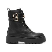 Zwarte Veterschoenen met Dubbele Gesp Twinset , Black , Dames