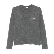 Grijze Gebreide Trui met Logoborduursel Liu Jo , Gray , Dames