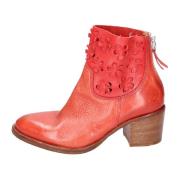 Vintage Leren Enkellaarzen voor Vrouwen Moma , Red , Dames