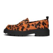 Oranje Luipaardprint Loafers Hoff , Orange , Dames