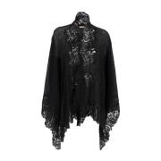 Kanten Afgezette Zachte Cape Ermanno Scervino , Black , Dames