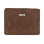 Gekreukeld leren documenthouder tas MM6 Maison Margiela , Brown , Dame...