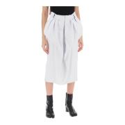 Gekreukte denim midi-rok met ruches Maison Margiela , White , Dames