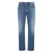 Tapered Fit Hennep Katoen Jeans Diesel , Blue , Heren