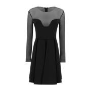 Aansluitende Tule Jurk met Lange Mouwen Pinko , Black , Dames