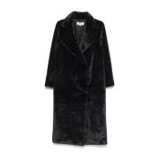 Zwarte Faux Fur Double-Breasted Jas Michael Kors , Black , Dames